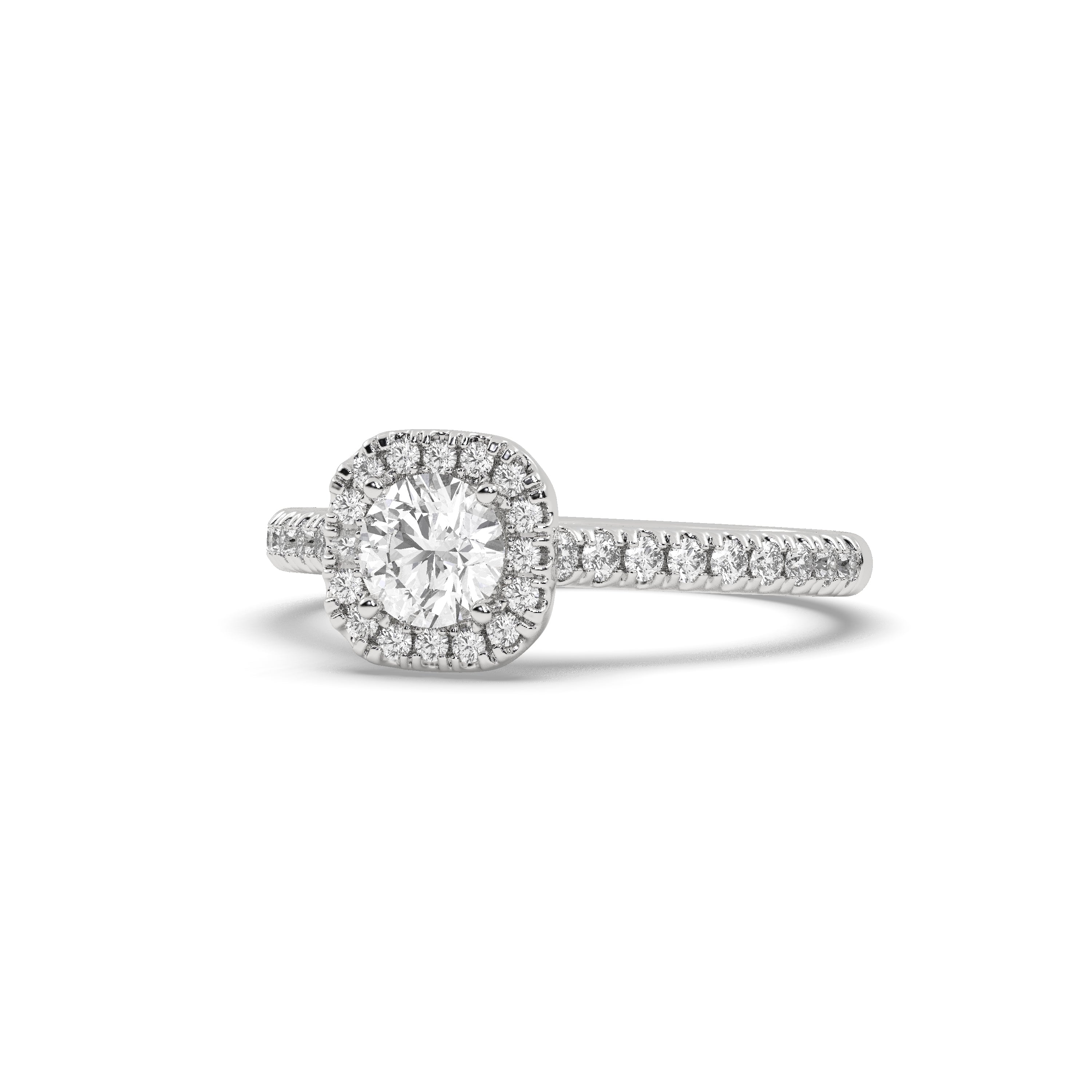 White Gold Studded 1.094 Carat Lab Grown Diamond Ring-G Color VS1 Clarity.